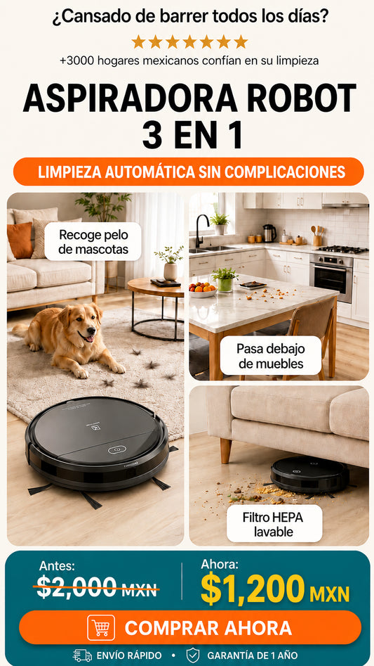 Robot Aspirador 3 en 1 Potente
