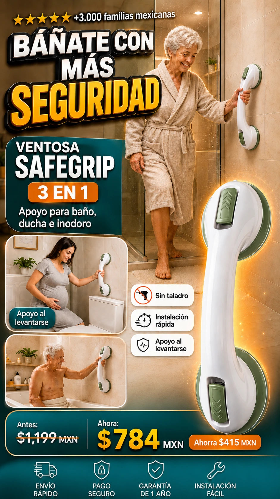 Soporte de Ayuda de Ventosa para Baño